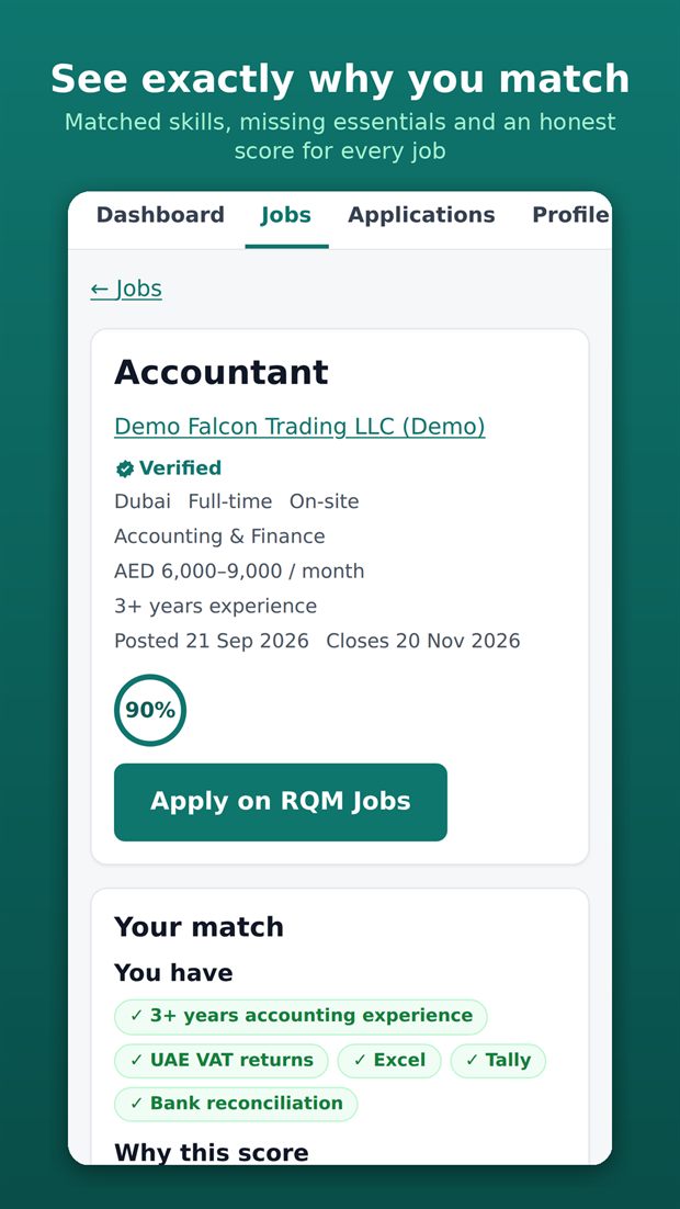 RQM Jobs job match with score